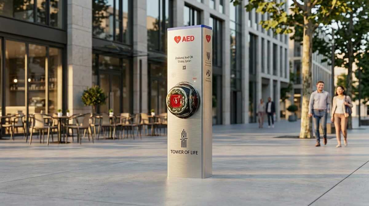 Tower of Life CORE — wolnostojąca wieża ratunkowa z AED w przestrzeni miejskiej